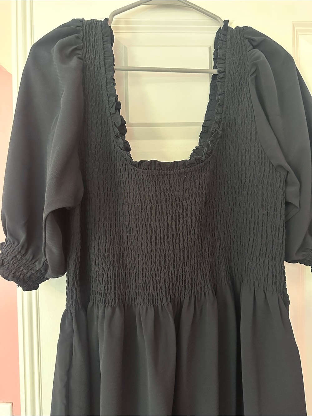 Hill House Black Midi Smocked Puff-Sleeve Dress - Picture 2 of 3